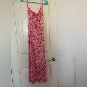 Pink and Red Spotted Maxi Dress